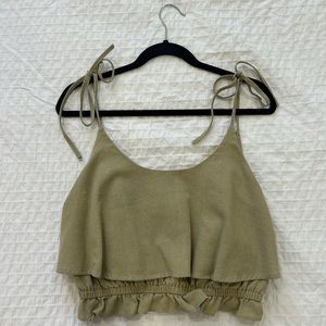 olive green crop tank w bow straps